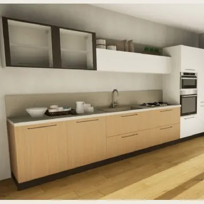 Cucina Domino moderna bianca Prima cucine lineare scontata 32%