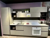 Cucina lineare in laccata opaco grigia Domino a prezzo scontato