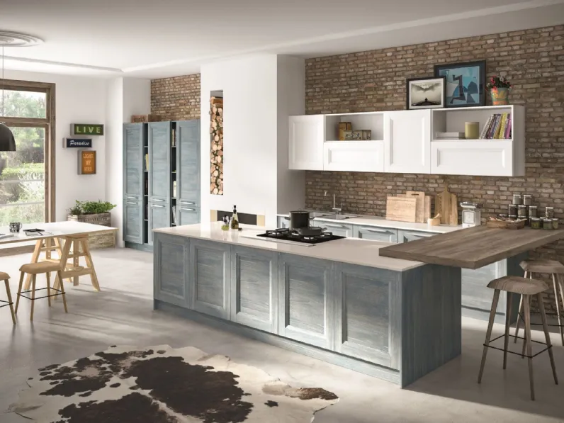 Cucina Alba classica azzurra Essebi ad isola scontata 38%