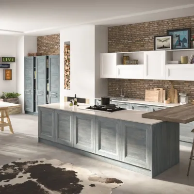 Cucina Alba classica azzurra Essebi ad isola scontata 38%