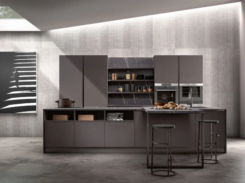 Cucina grigio design ad isola Nuova stella Essebi a soli 16600