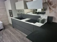 Cucina lineare in laminato materico grigia Zenir a prezzo ribassato