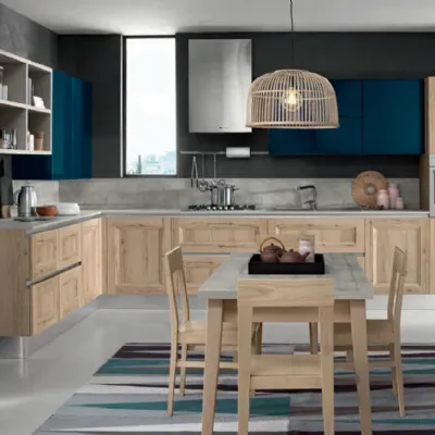 Cucina Essenza colore rovere gola moderna rovere chiaro ad angolo Nuovi mondi cucine