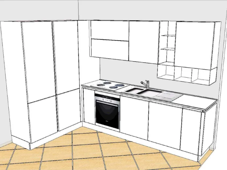 Cucina Euromobil moderna ad angolo bianca in polimerico lucido Filoescape