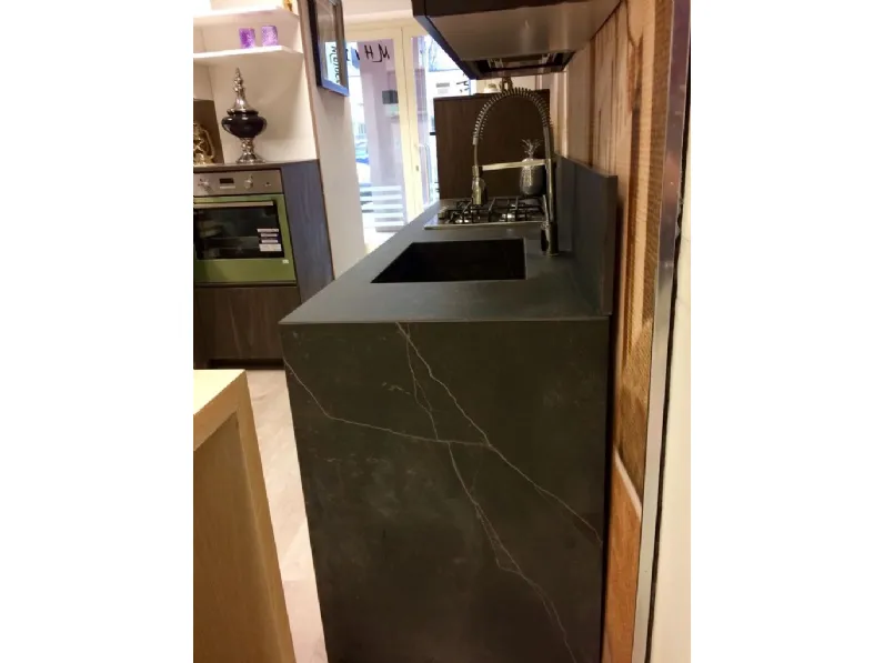 Cucina Arredo3 country lineare grigio in laccato opaco Factory