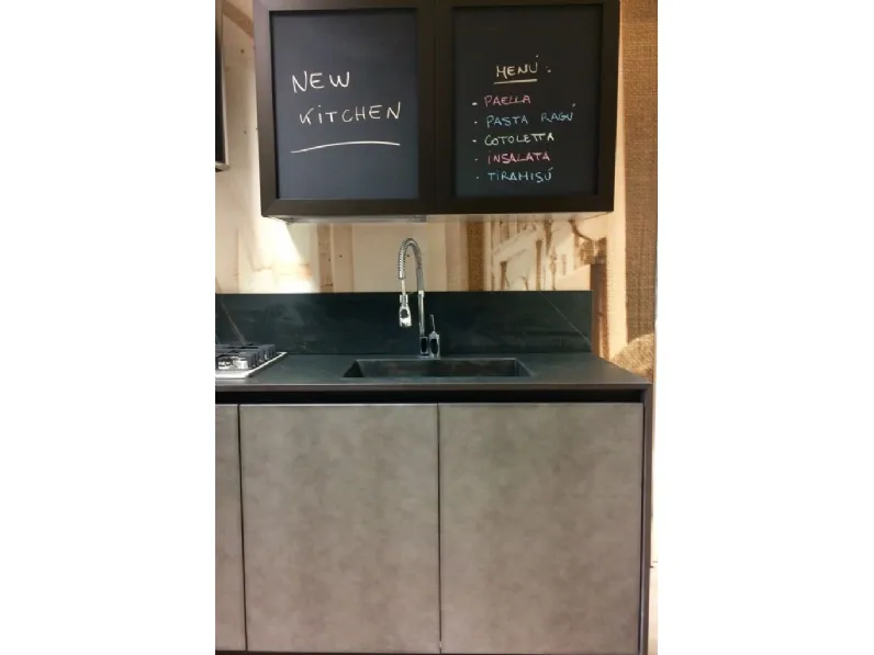 Cucina Arredo3 country lineare grigio in laccato opaco Factory