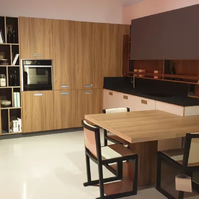 Cucina Falegnameria italiana moderna ad angolo noce in laminato materico Milano 