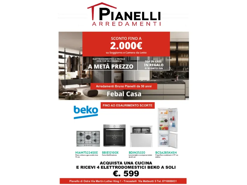 Cucina Febal Modula promo canapa scadente 31 agosto OFFERTA OUTLET sconto 50% 
