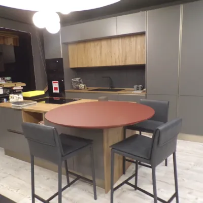 Cucina Febal design con isola grigia in laminato materico Modula con isola