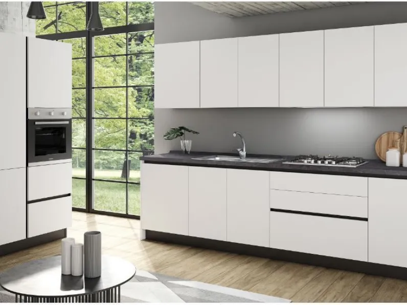 Cucina lineare moderna Flat Artigianale a prezzo scontato