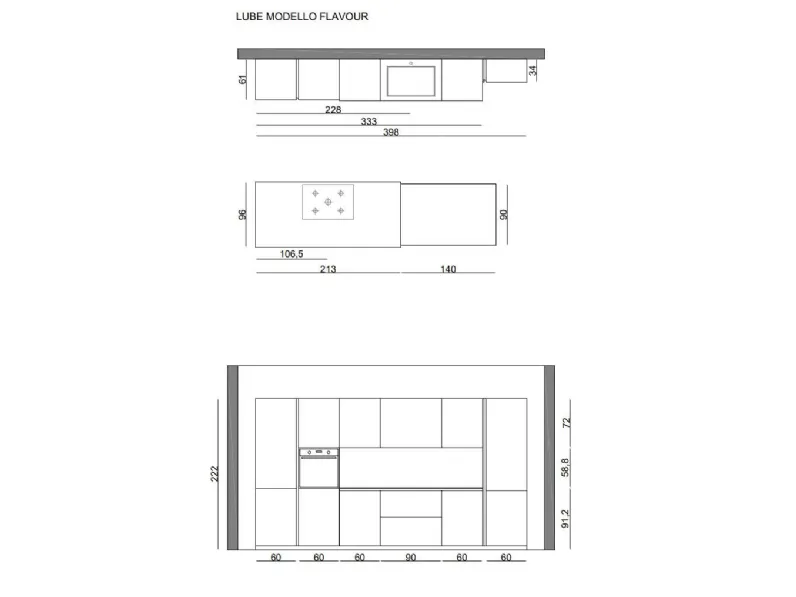 Cucina a prezzo ribassato con isola moderna Flavour neck Lube cucine
