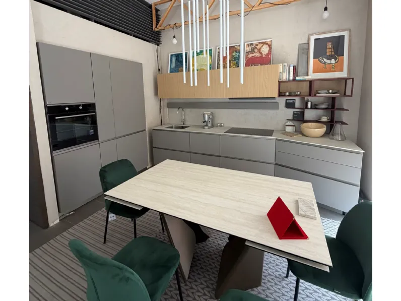 Cucina Folio design grigia Snaidero lineare scontata 30%