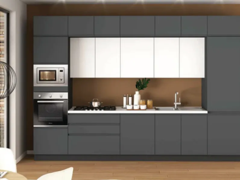 Cucina grigia moderna lineare Evo cucine Fusion a soli 3964 Euro