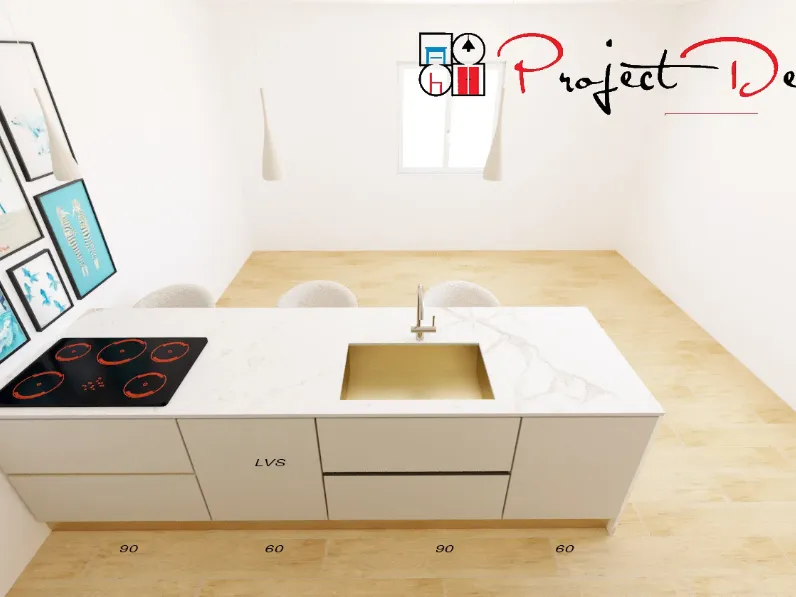 Cucina grigia design con isola Sp22 Astra a soli 7900 Euro