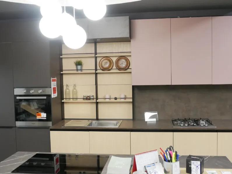 Cucina lineare in laminato materico grigia Cucina modello ginevra ciao cucina a prezzo ribassato