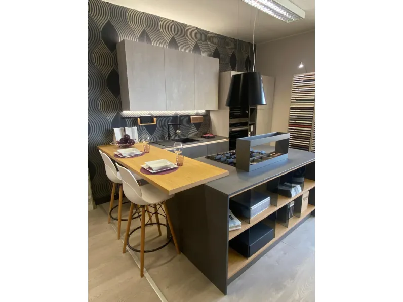 Cucina con isola moderna grigia Creo Tablet cemento ardesia a soli 7689