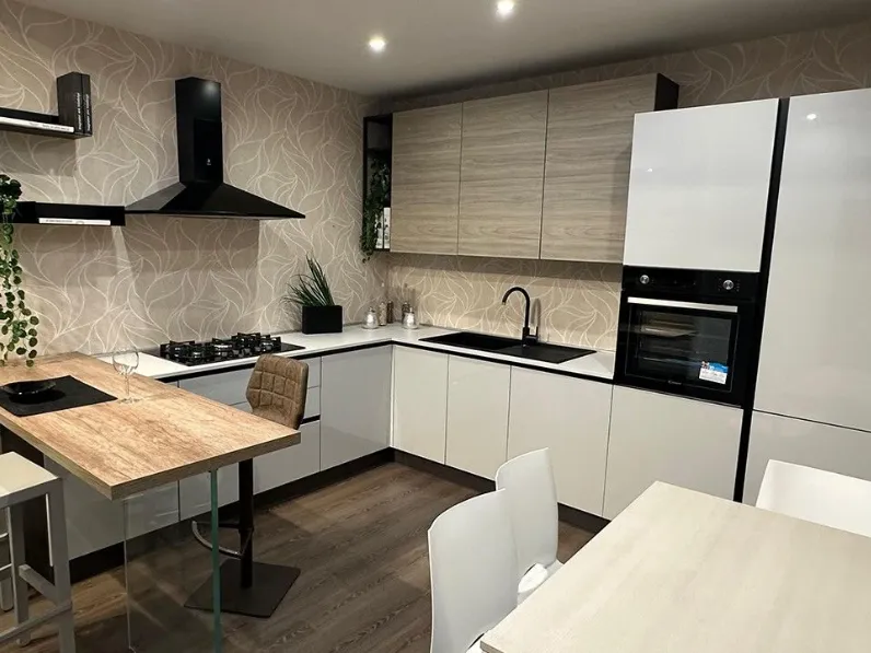 Cucina grigia moderna con penisola Net cucine Delizia a soli 7650 Euro