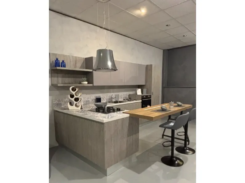 Cucina a prezzo scontato con penisola moderna Modello sand Febal