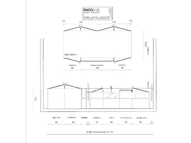 Cucina lineare moderna grigia Record cucine One a soli 15800 Euro