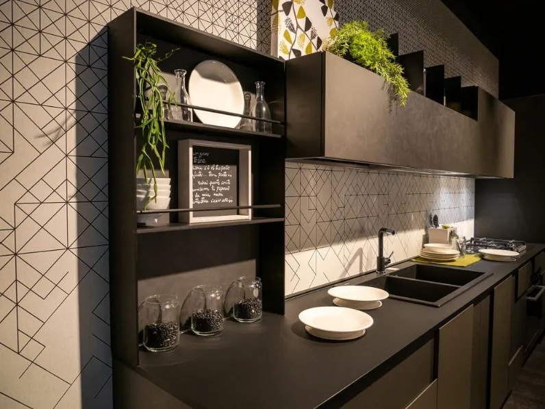 Cucina grigio design lineare Creativa Lube cucine in Offerta Outlet