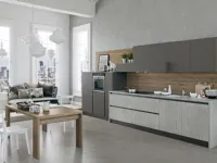 Cucina lineare in laminato materico grigio Time a prezzo scontato