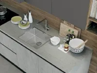 Cucina lineare in laminato materico grigio Time a prezzo scontato