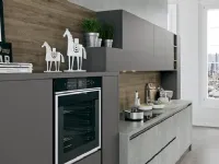 Cucina lineare in laminato materico grigio Time a prezzo scontato