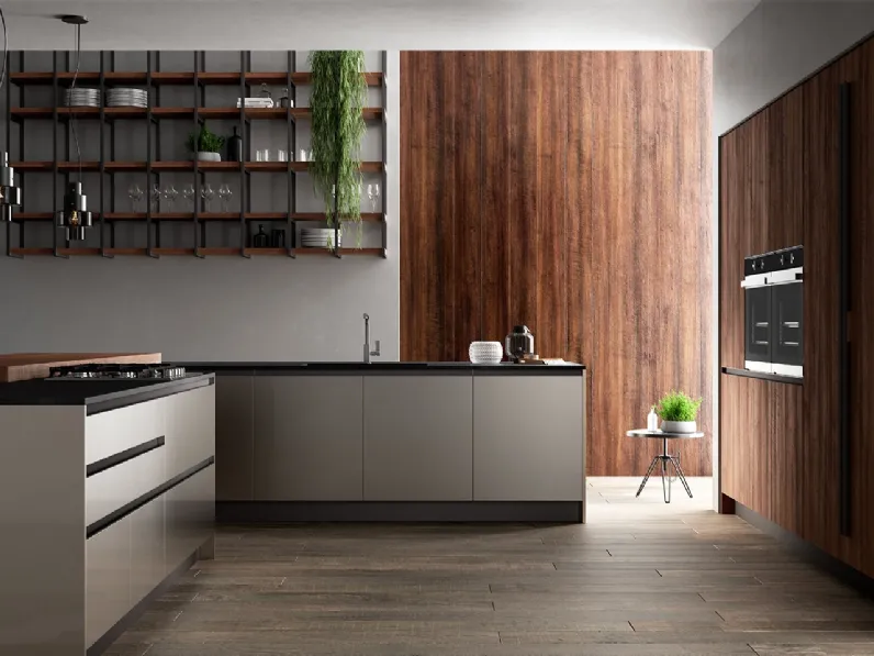 Cucina Kaly industriale grigia Arredo3 con penisola scontata 37%