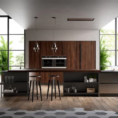 Cucina con penisola in laminato materico a prezzo scontato 35%