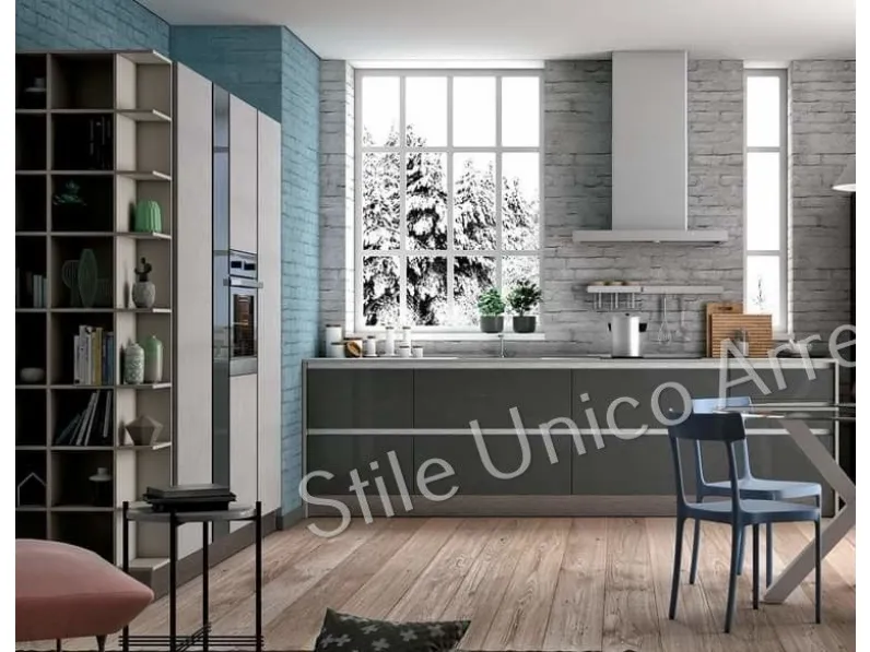 Cucina grigio moderna ad angolo Jeanne Colombini casa in Offerta Outlet