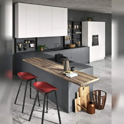 Cucina grigio moderna ad angolo Line Astra