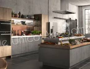 Cucina grigio moderna ad isola Happy Artigianale in Offerta Outlet