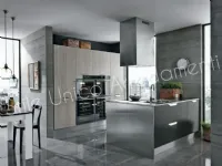 Cucina grigio moderna ad isola Manhattan Artigianale in Offerta Outlet