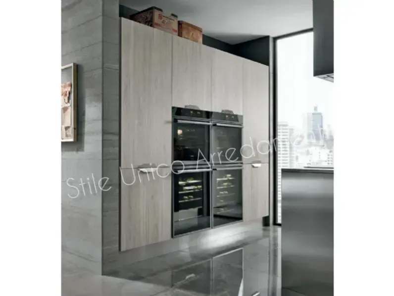 Cucina grigio moderna ad isola Manhattan Artigianale in Offerta Outlet