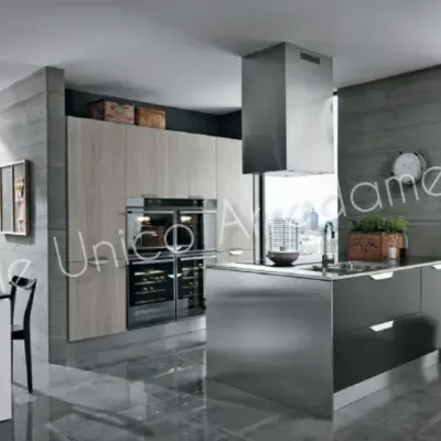 Cucina grigio moderna ad isola Manhattan Artigianale in Offerta Outlet