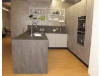 Cucina grigio moderna con penisola Calce grigio e laccato Artigianale in offerta