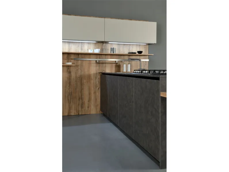 Cucina grigio moderna con penisola Time  Frighetto