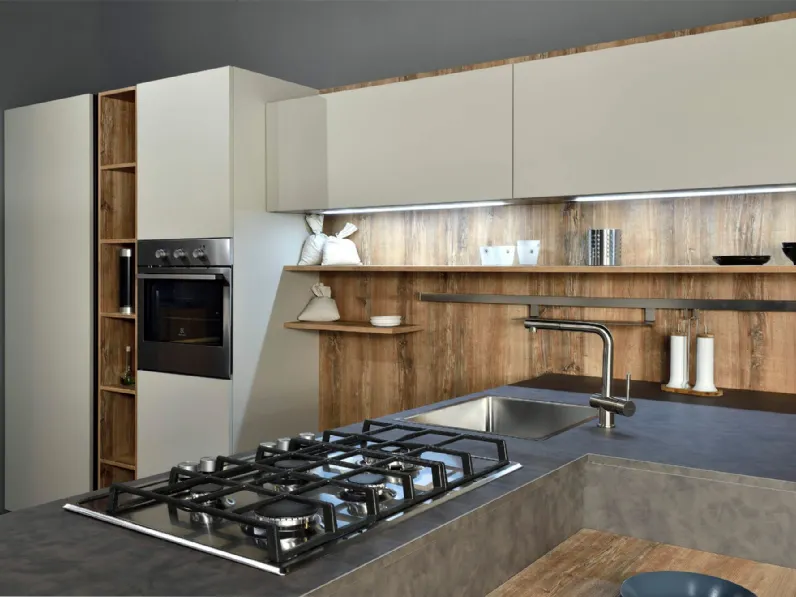 Cucina grigio moderna con penisola Time  Frighetto