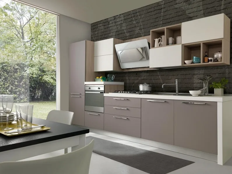 Cucina grigio moderna lineare Cucina mod.futura con ante in fenix colore grigio londra scontata del 30% S75