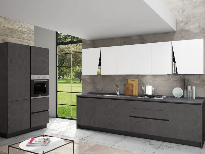 Cucina grigio moderna lineare Maya lineare Artigianale in Offerta Outlet