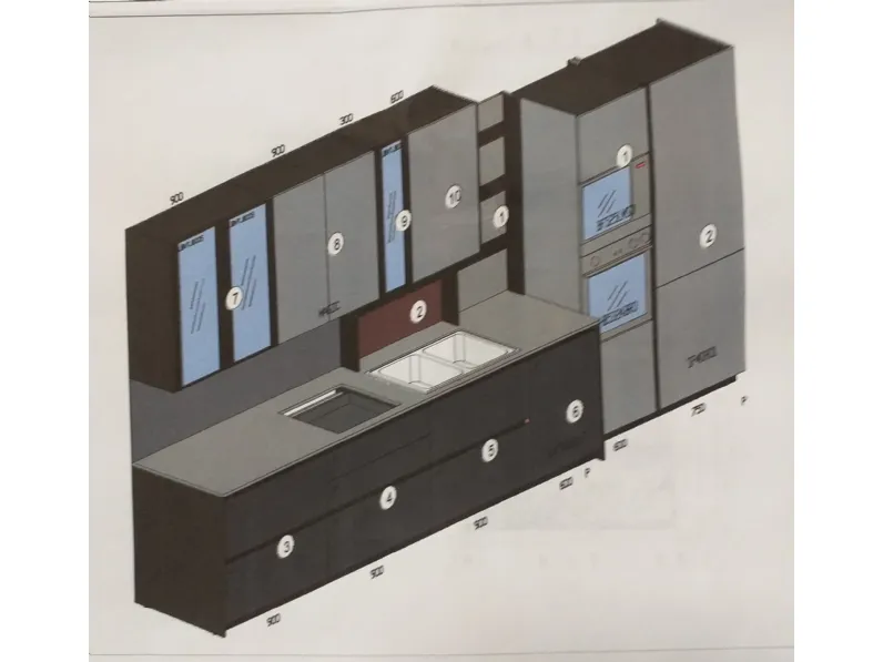 Cucina grigio moderna lineare Metropolis Stosa cucine in Offerta Outlet