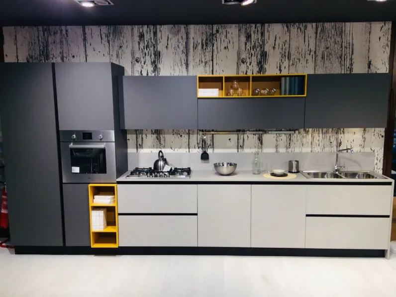 Cucina grigio moderna lineare Plk silicio Artigianale in Offerta Outlet