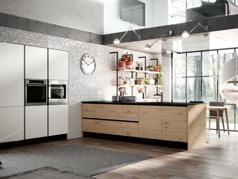 CUCINA Imab group Capri grigio cenere e rovere PREZZO OUTLET