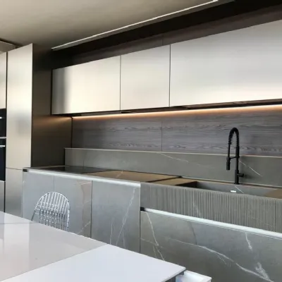 Cucina Binova design lineare tortora in kerlite Atelier gres  pb20/22