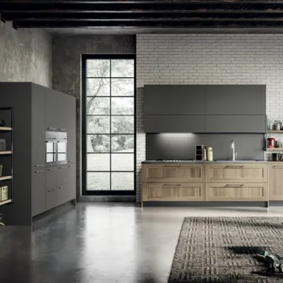 Cucina Arredo3 moderna lineare grigio in laccato opaco Cleo 1