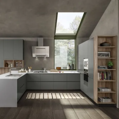 Cucina grigio moderna con penisola Nadir 1 Essebi a soli 15803