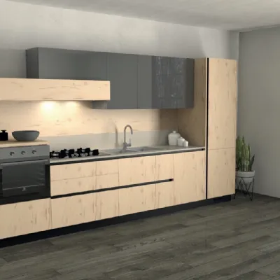 Cucina Infinity moderna rovere chiaro lineare Stosa scontata 25%