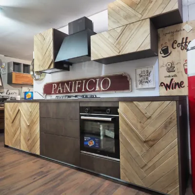 Cucina Collezione esclusiva moderna lineare rovere chiaro in legno Cucinja  moderna rennes in legno e bronzo