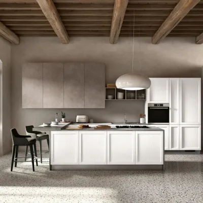 Cucina Primula 1 moderna bianca Essebi ad isola scontata 35%