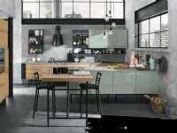 cucina industrial green eco in offerta con isola e piano lavoro penisola